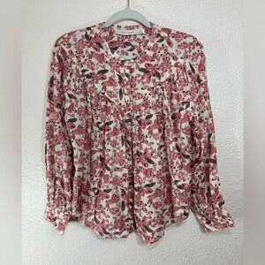 Bishop + Young Nikki Harmony Pink Floral Print Metallic Blouse Women’s Medium